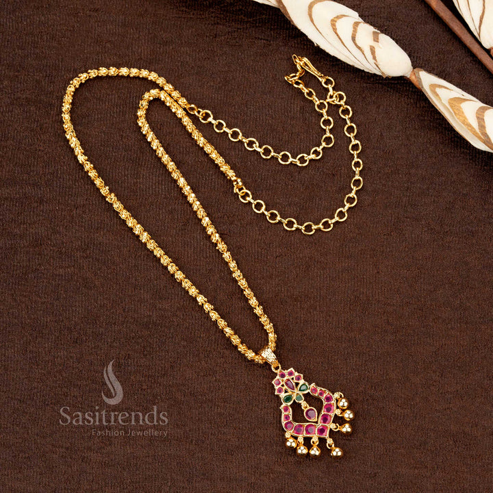 Guaranteed One Gram Micro Gold Plated AD Stone Studded Dasavatharam Necklace Jewellery with Golden Ball - Sasitrends