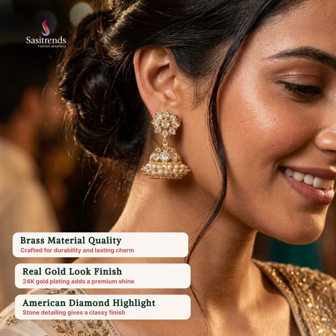 Guaranteed Micro gold plated AD stone Earrings - Sasitrends