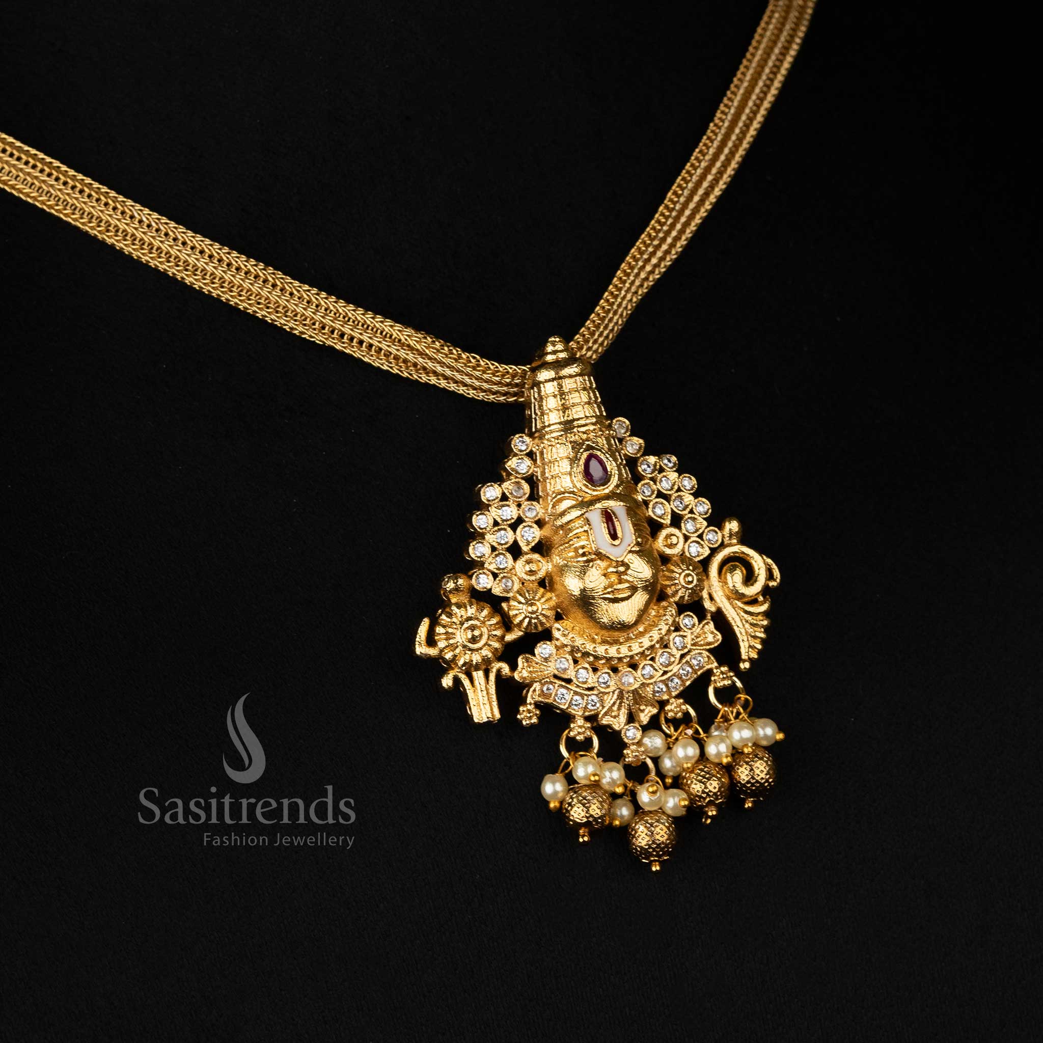 Temple Matte Gold-Plated Jewellery Set with Balaji Motif