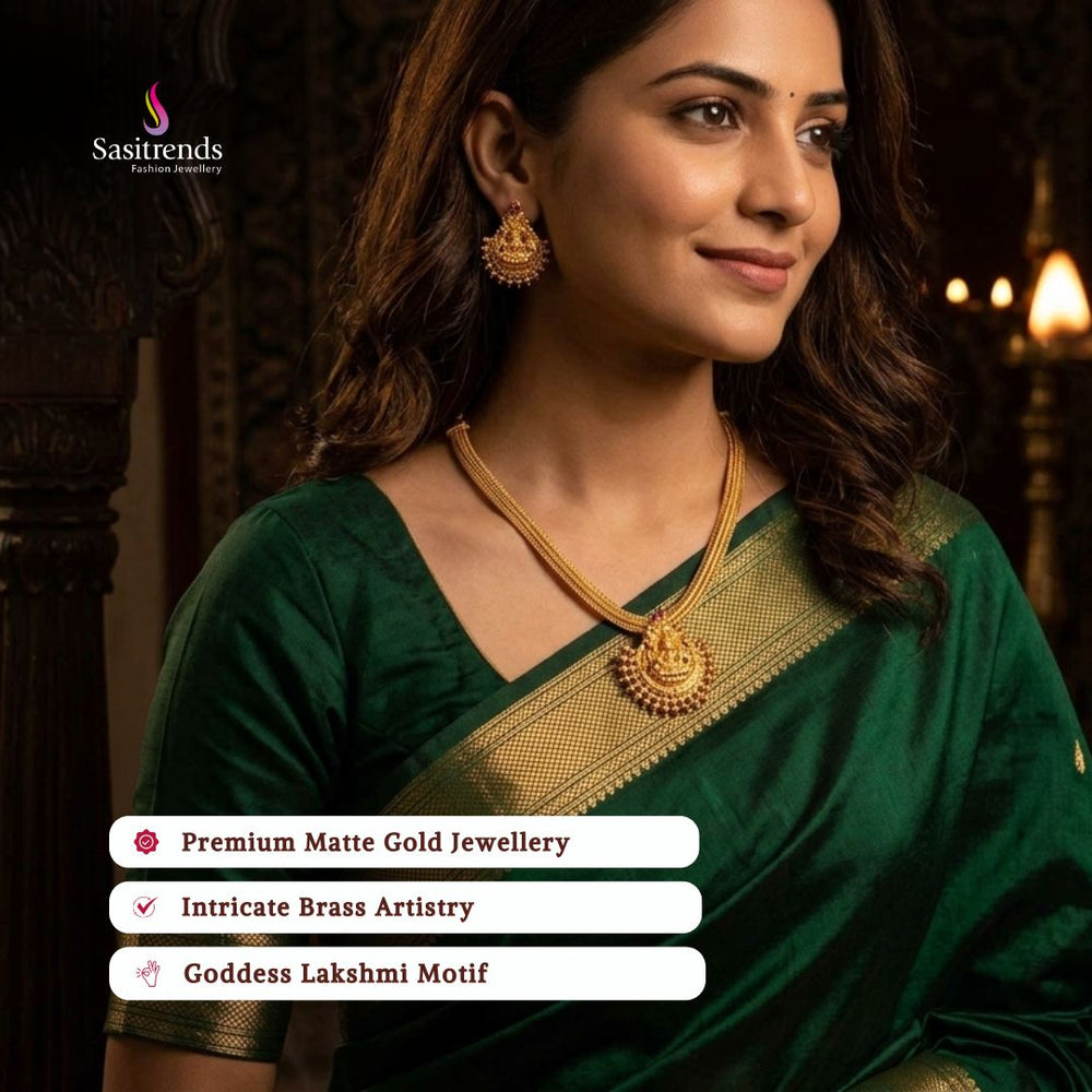 Premium Matte gold plated necklace set model image - Sasitrends