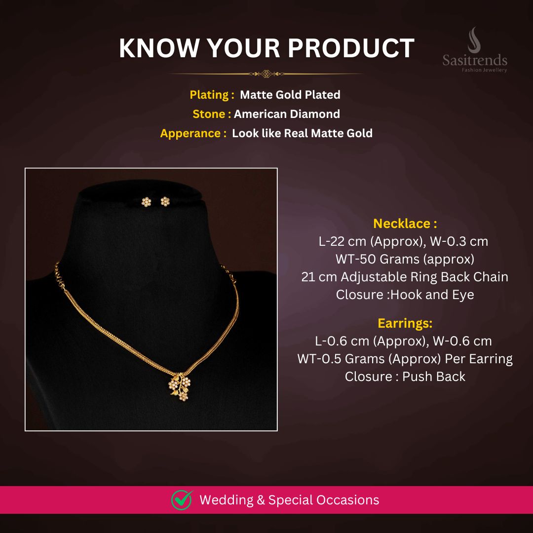 Matte Gold plated Necklace Set Measurement Image - Sasitrends