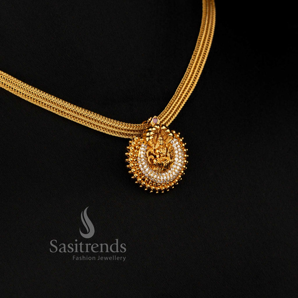 Temple jewellery Lakshmi motif stud earrings with intricate craftsmanship - Sasitrends