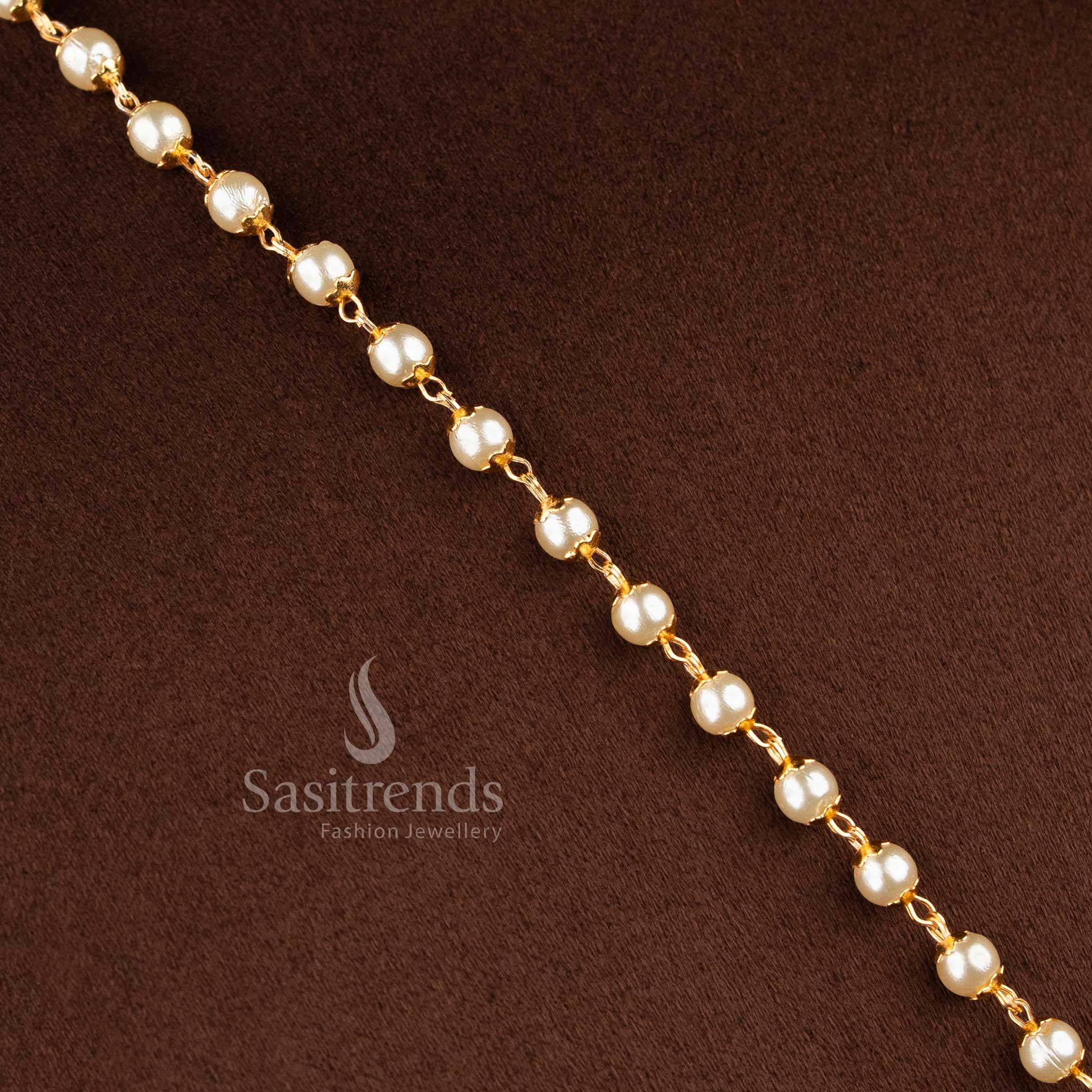 Stunning emerald and pearl pendant necklace set with multi-color American diamond stones and floral designs - Sasitrends