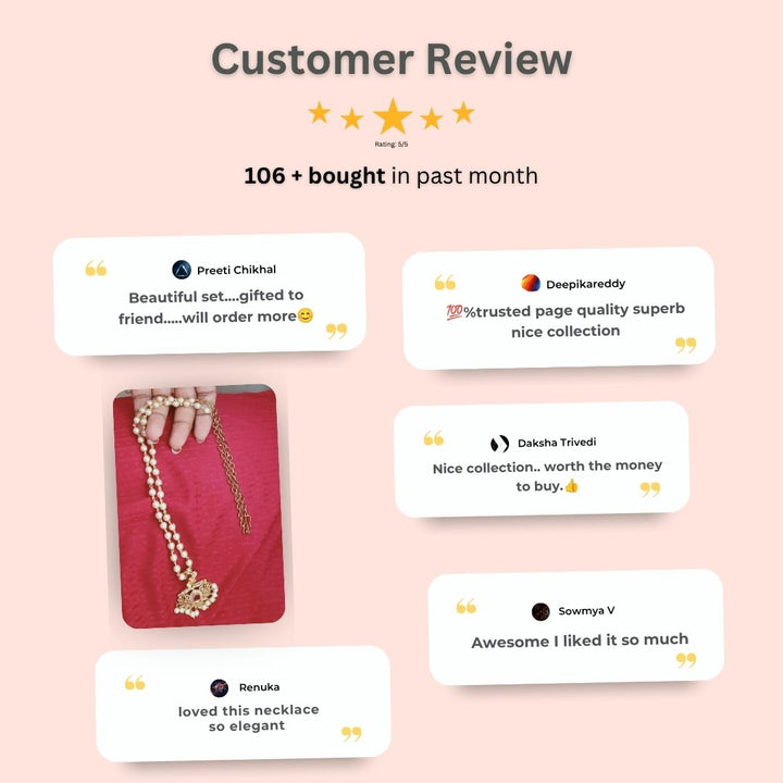 Customer review image showcasing a matte gold plated necklace set with premium traditional craftsmanship - Sasitrends.