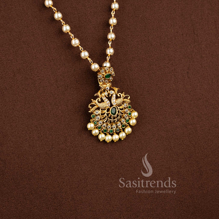 Jewellery Set With AD Stones And Traditional Finesse – A Serene Mix Of White-Green Sparkle – Sasitrends