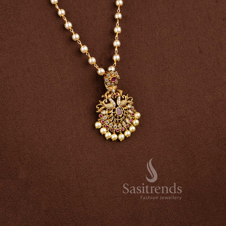Jewellery Set With AD Stones And Traditional Finesse – A Serene Mix Of White-Ruby Sparkle – Sasitrends