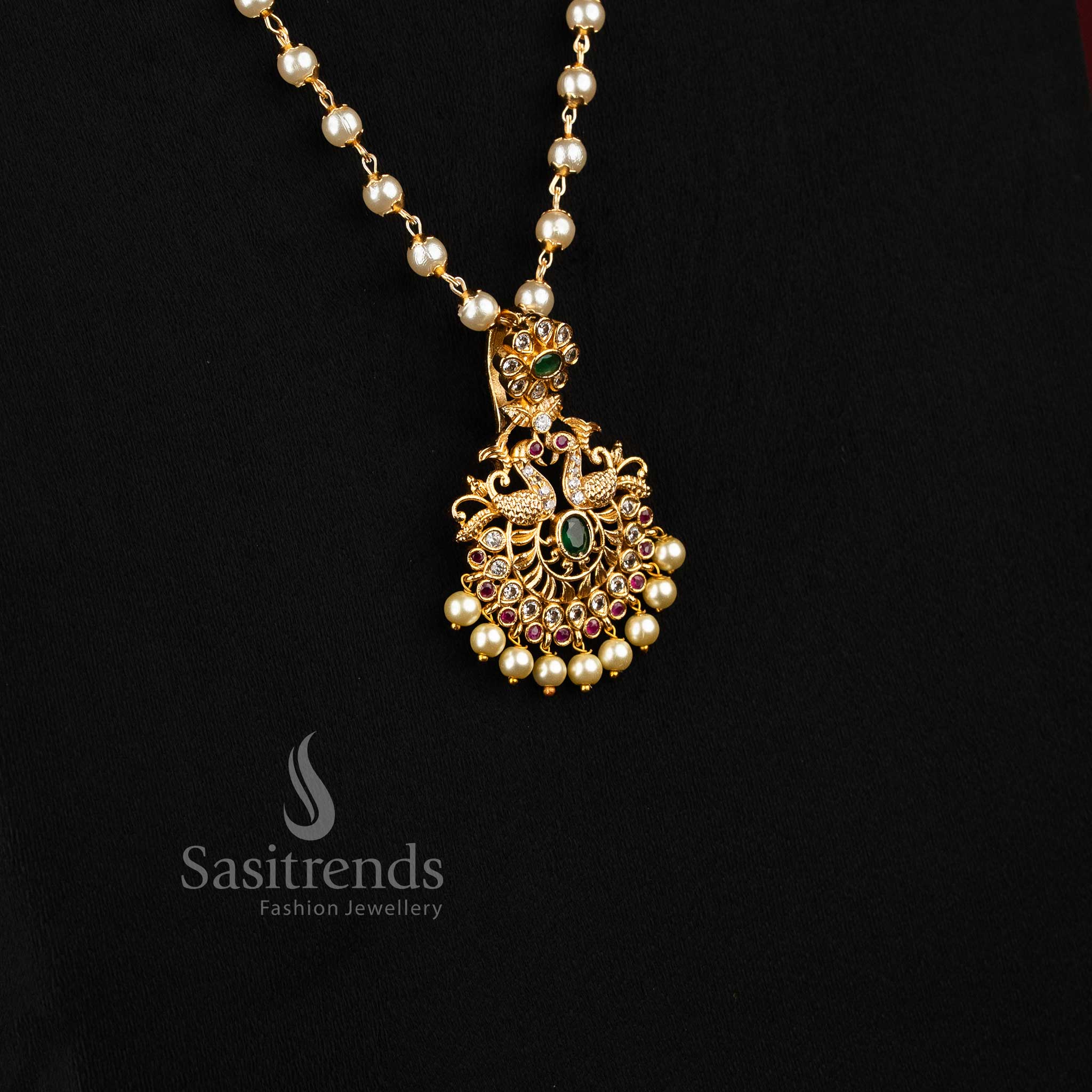 Matte Gold Plated Jewellery Set With AD Stones And Traditional Finesse – Sasitrends