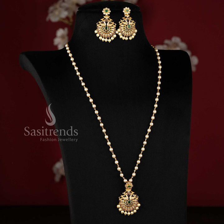 Matte Gold Plated Jewellery Set With AD Stones And Traditional Finesse – Sasitrends