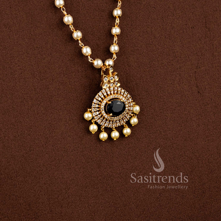 Elegant Matte Gold Plated Pendant Pearl Necklace Set and Hanging Pearls - Latest Collection - Sasitrends