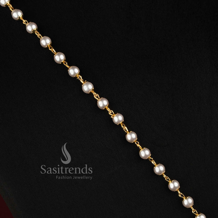 Traditional Matte Gold Plated Floral Temple Long Necklace with Matching Earrings - Sasitrends