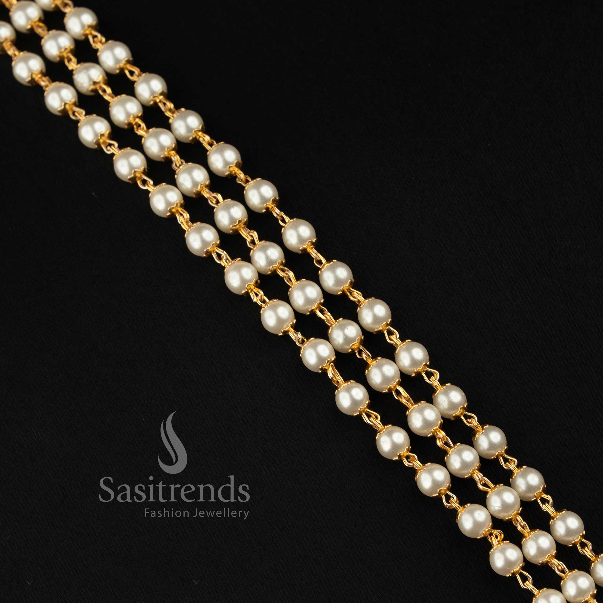 Elegant Three-Layer Pearl Necklace Set with Peacock-Inspired Pendant for Temple Functions and Festive Celebrations - Sasitrends