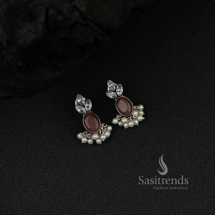 Party Wear Oxidised German silver AD Earrings