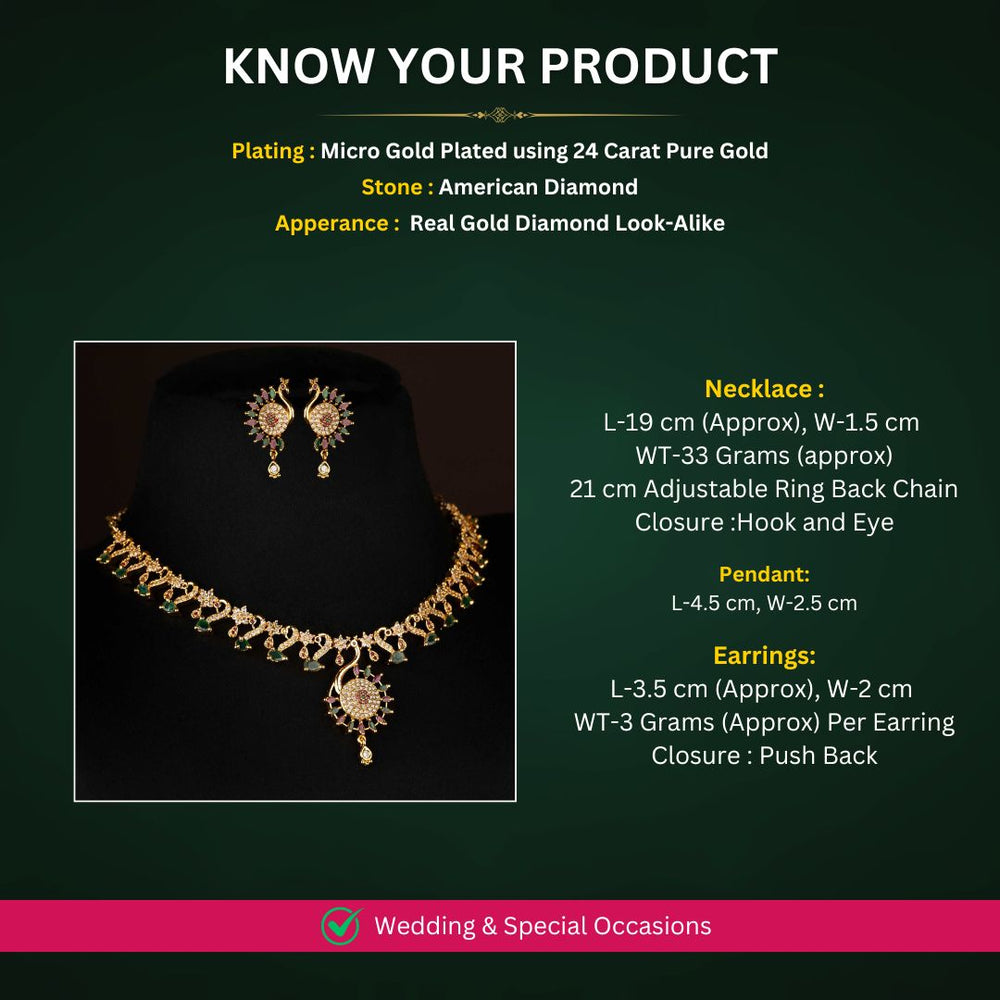 Micro Gold plated Necklace Jewellery Set Measurement Image - Sasitrends