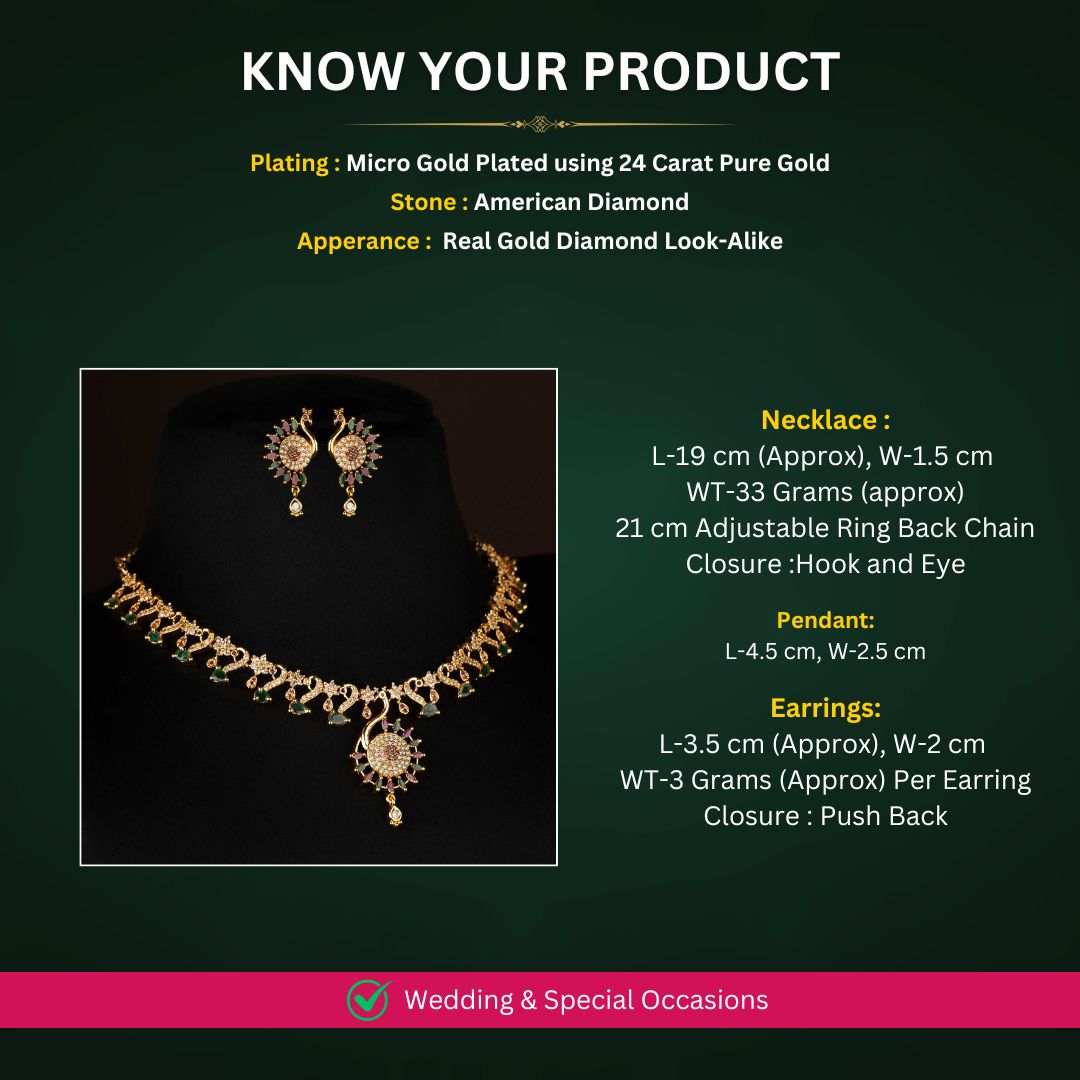 Micro Gold plated Necklace Jewellery Set Measurement Image - Sasitrends
