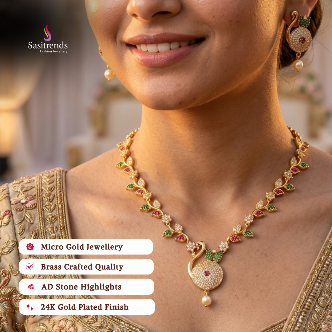 Micro gold plated necklace set model image - Sasitrends
