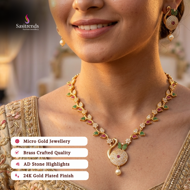 Micro gold plated necklace set model image - Sasitrends