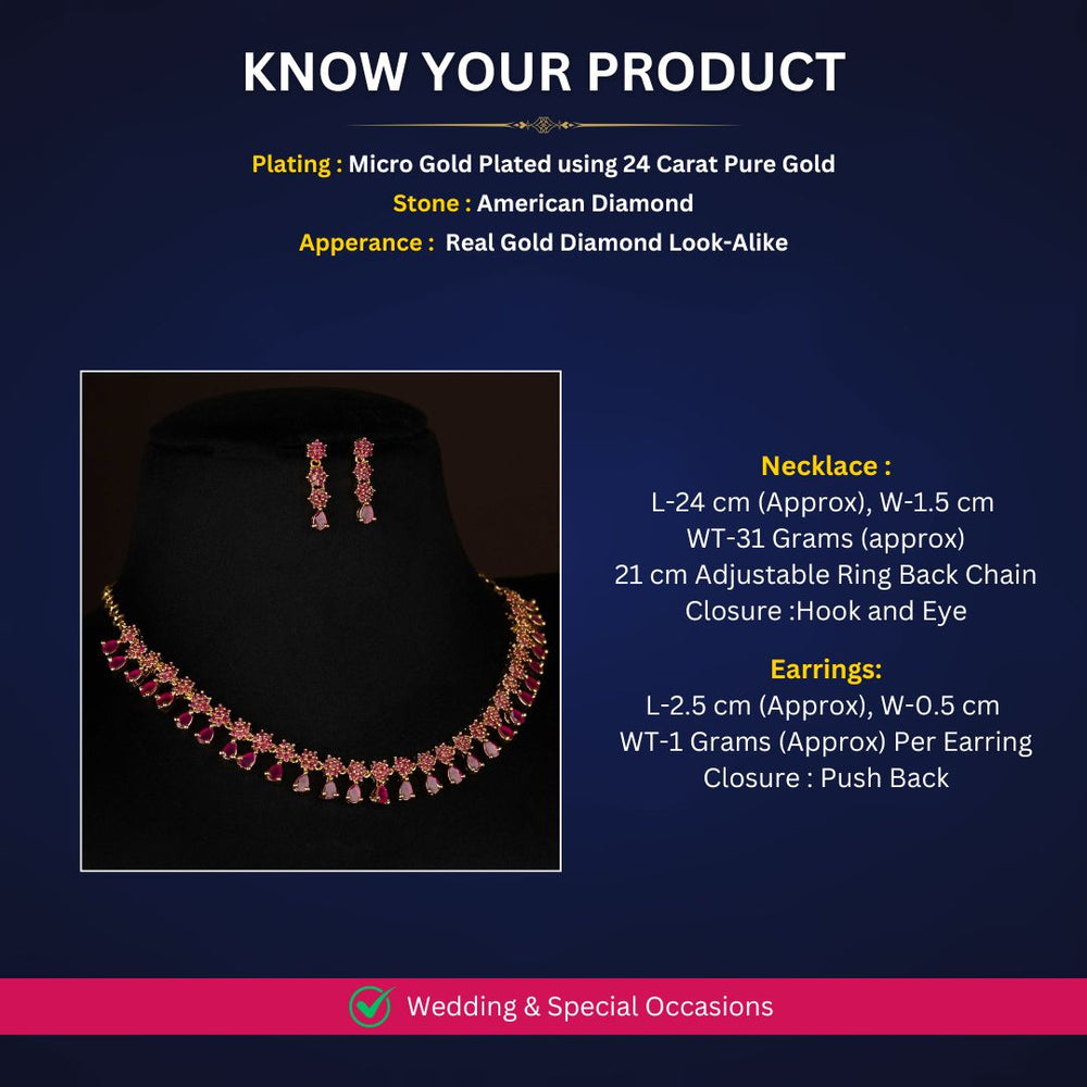 Micro Gold plated Necklace Jewellery Set Measurement Image - Sasitrends