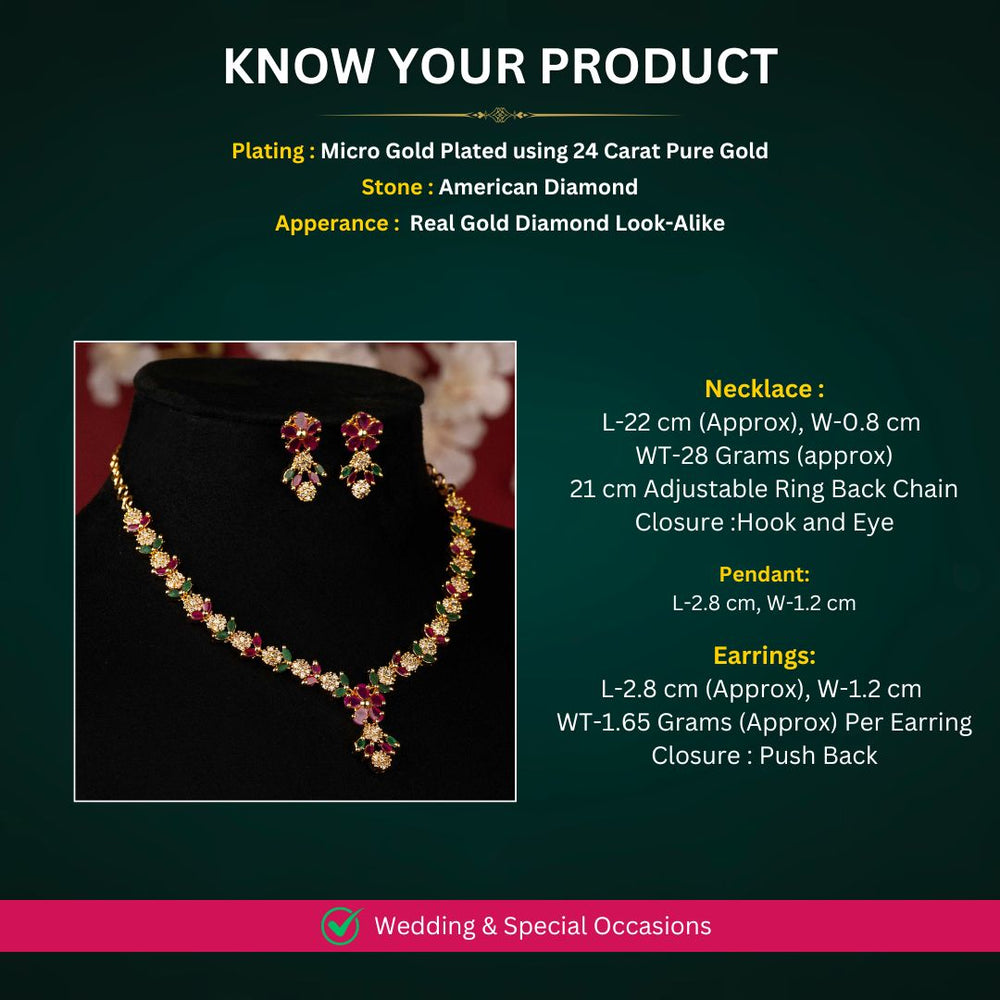 Micro Gold plated Necklace Jewellery Set Measurement Image - Sasitrends
