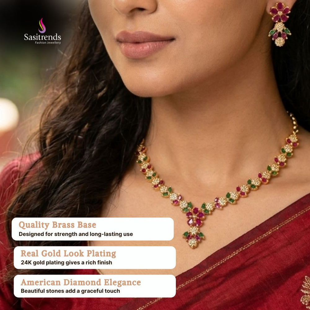 Micro gold plated ad necklace set model image - Sasitrends