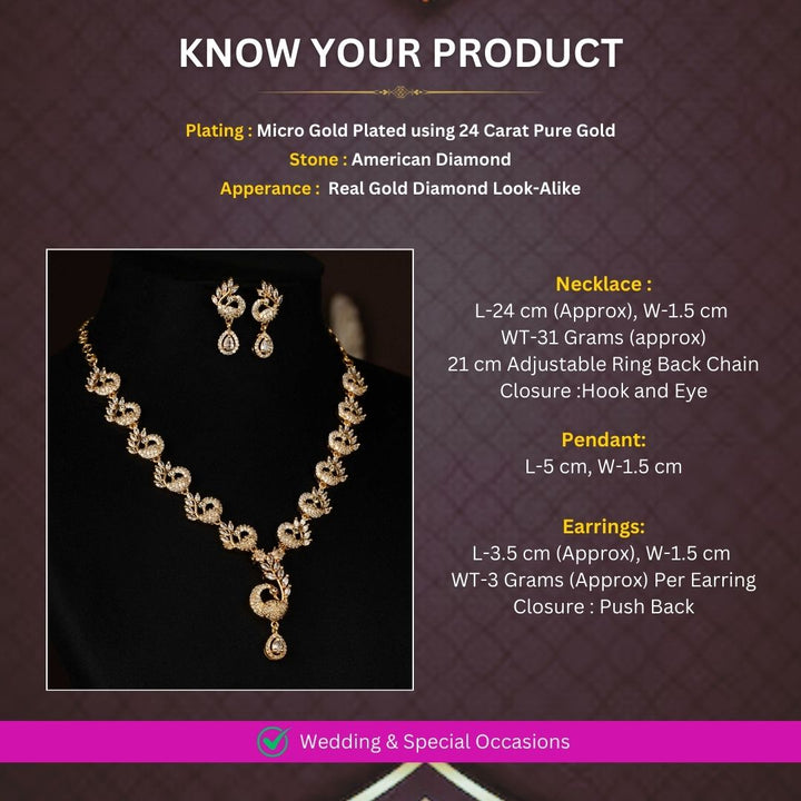 Micro Gold Plated necklace Jewellery set measurement image - Sasitrends