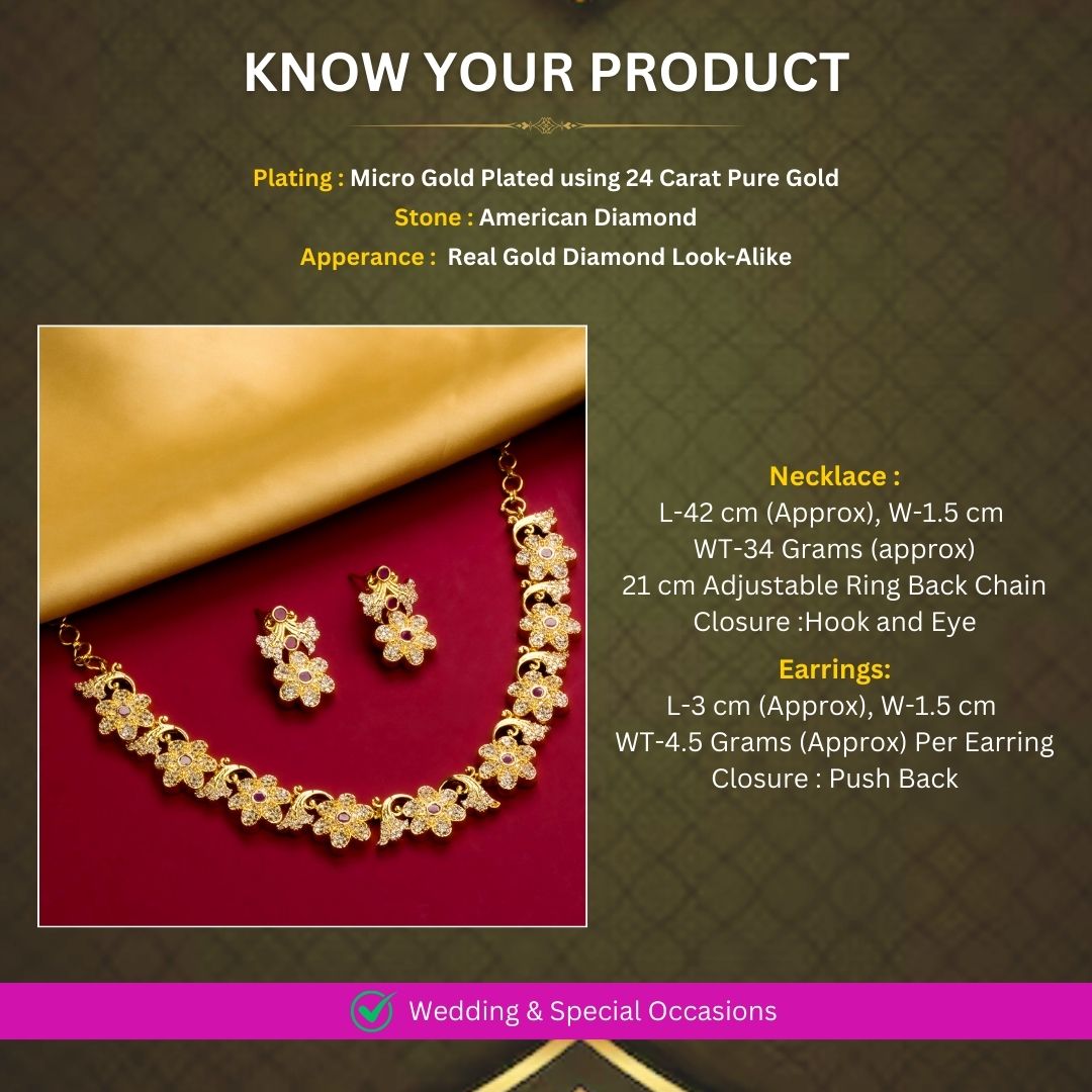 Micro Gold Plated Jewellery set Measurement Image - Sasitrends