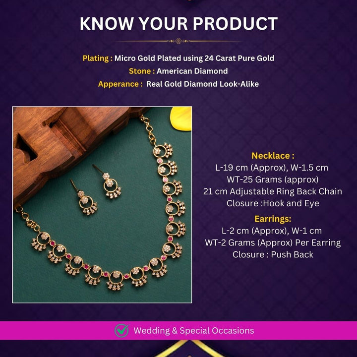 Micro Gold Plate Necklace Jewellery Set Measurement Image - Sasitrends