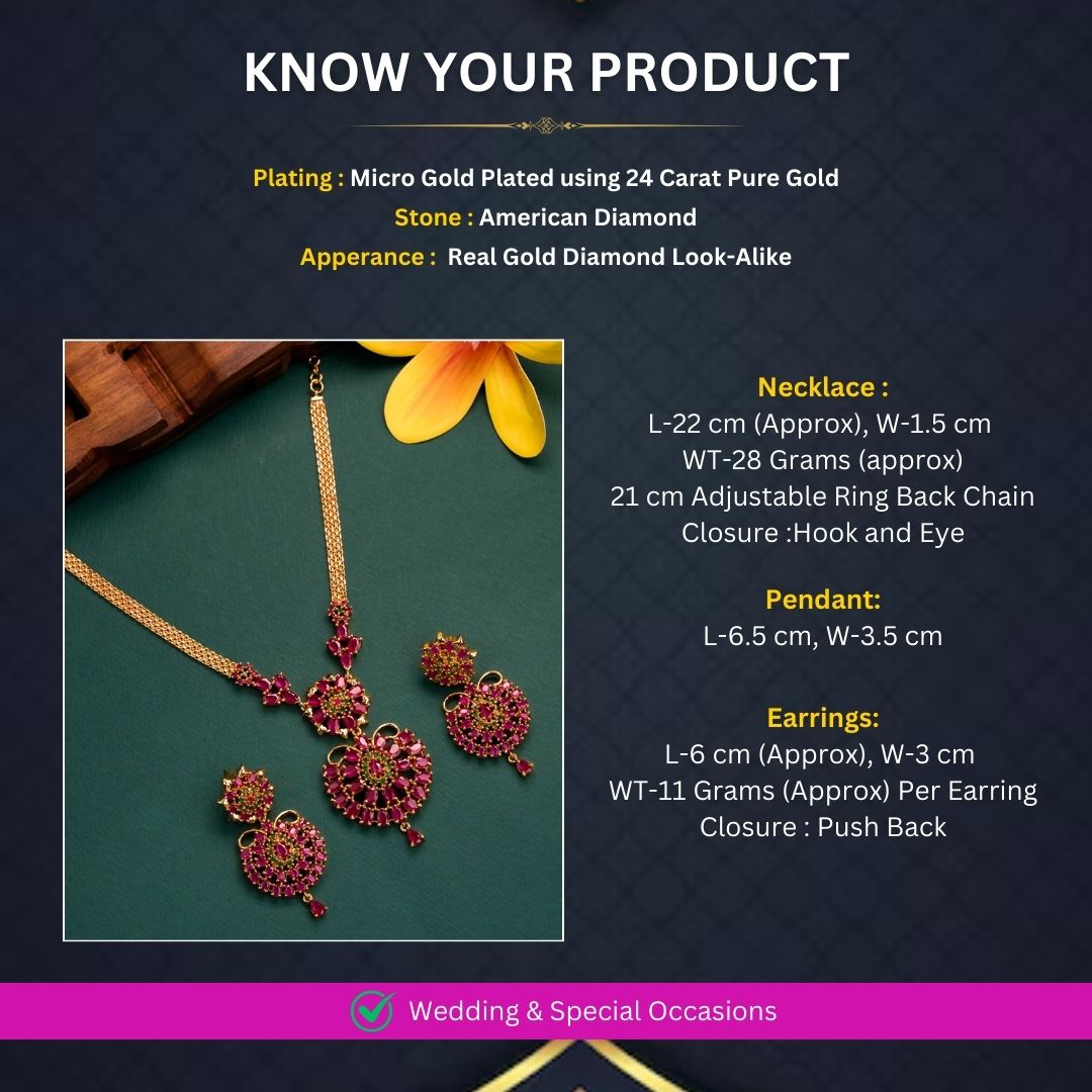 Micro Gold plated necklace jewellery set Measurement Image - Sasitrends
