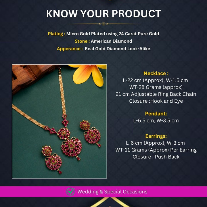 Micro Gold plated necklace jewellery set Measurement Image - Sasitrends