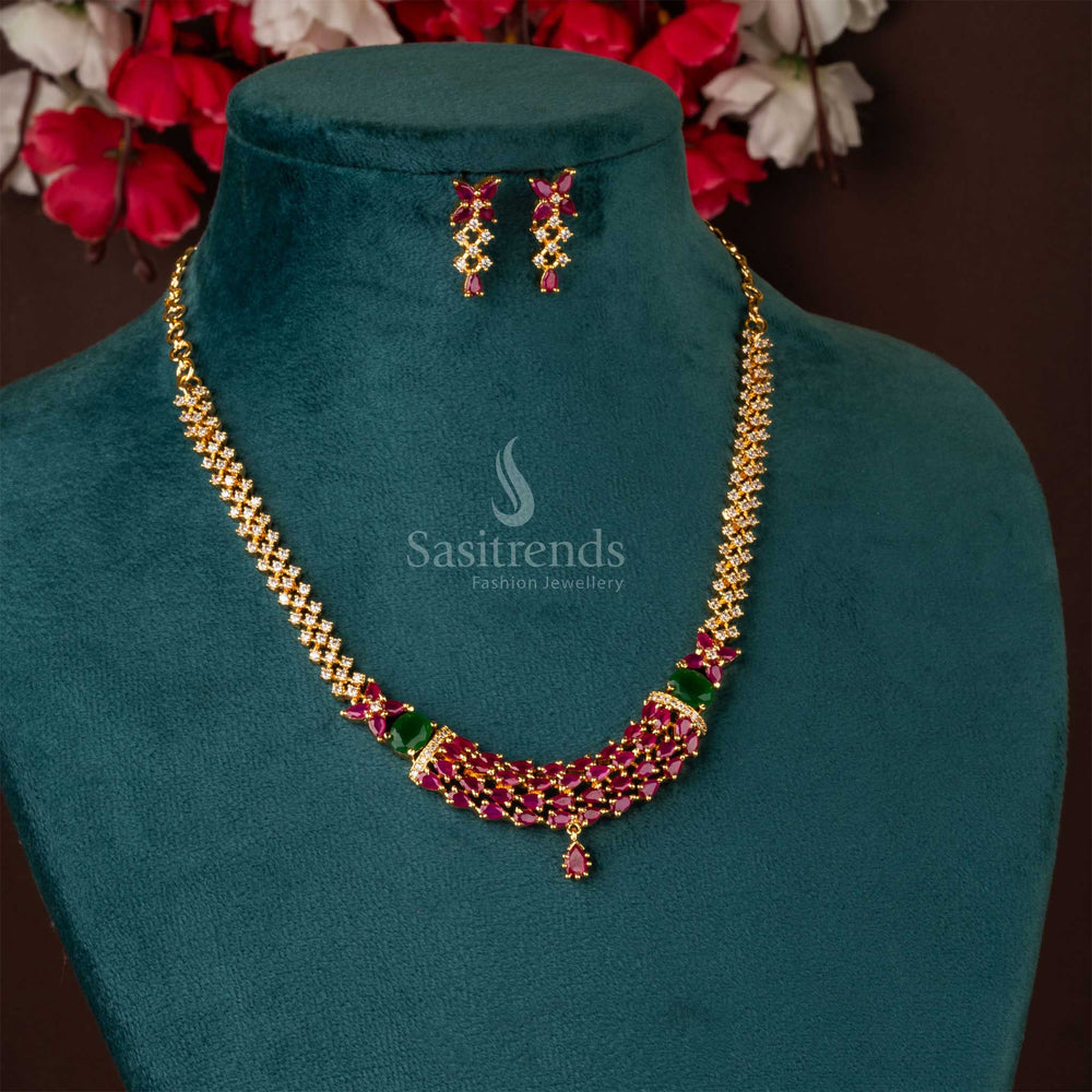 Elegant Indian Necklace Jewellery Set with Micro Gold Plating - Perfect for Traditional Outfits - Sasitrends