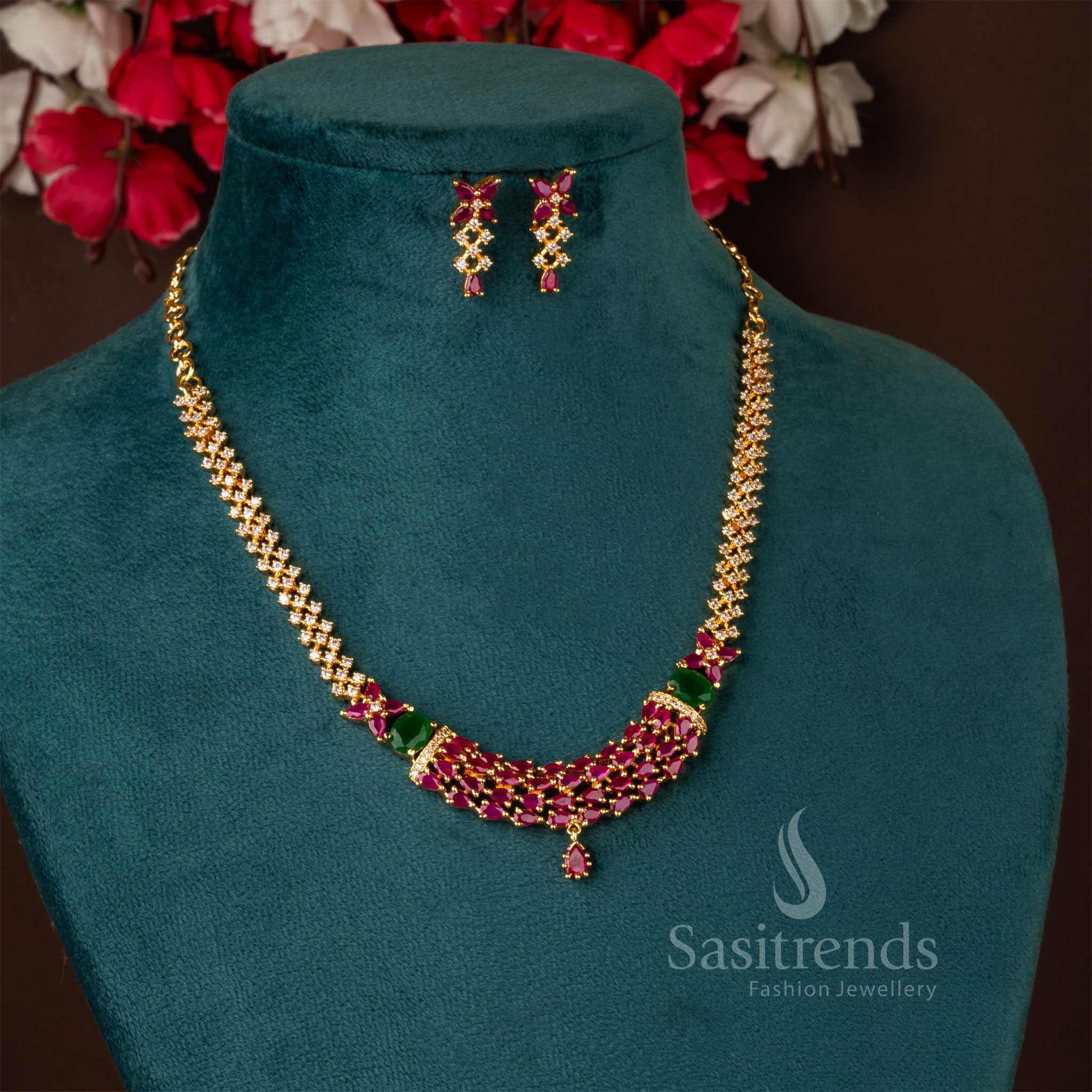 Guaranteed Multi Necklace Jewellery Set with Micro Gold Plating - Perfect for Traditional Outfits - Sasitrends