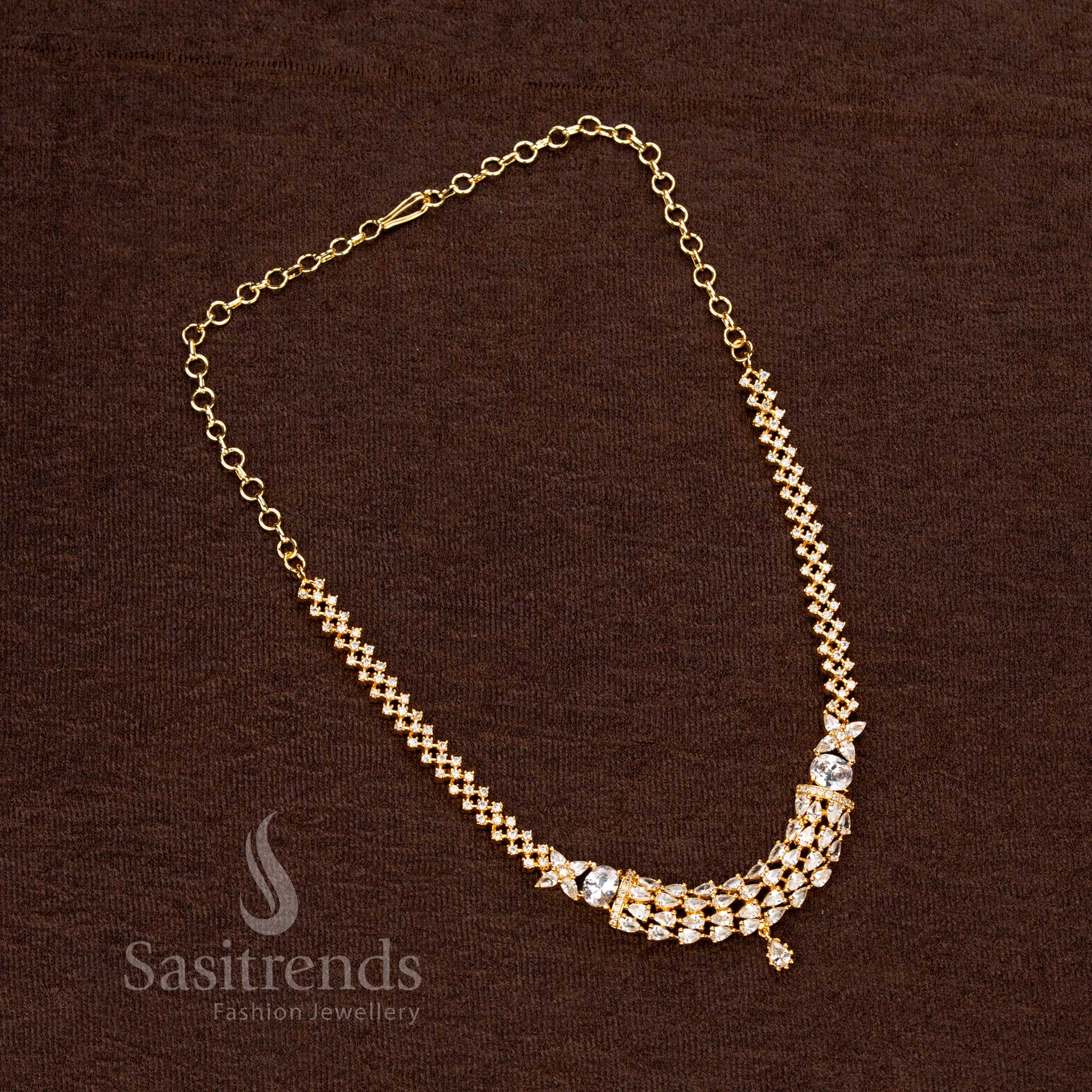Amazing White Necklace Jewellery Set with Micro Gold Plating - Perfect for Traditional Outfits - Sasitrends