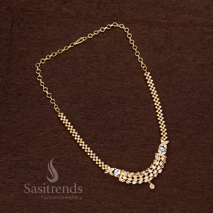 Amazing White Necklace Jewellery Set with Micro Gold Plating - Perfect for Traditional Outfits - Sasitrends