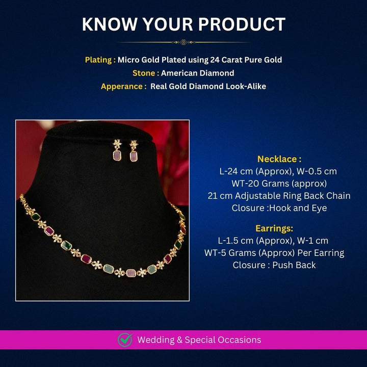 Micro Gold Plated Necklace Jewellery Set Measurement Image - Sasitrends