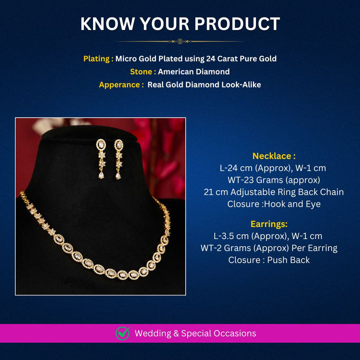 Micro Gold Plated Necklace jewellery set measurement image - Sasitrends