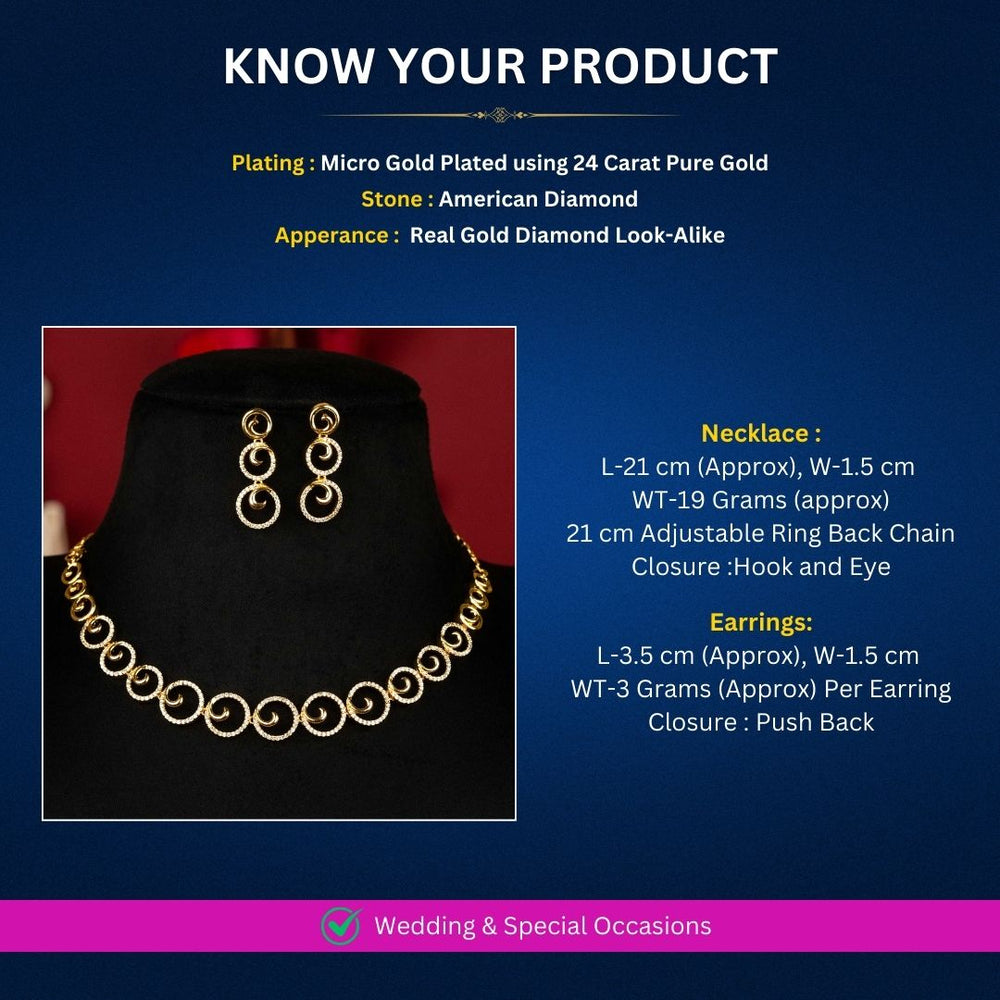 Micro Gold Plated Necklace jewellery set Measurement Image - Sasitrends