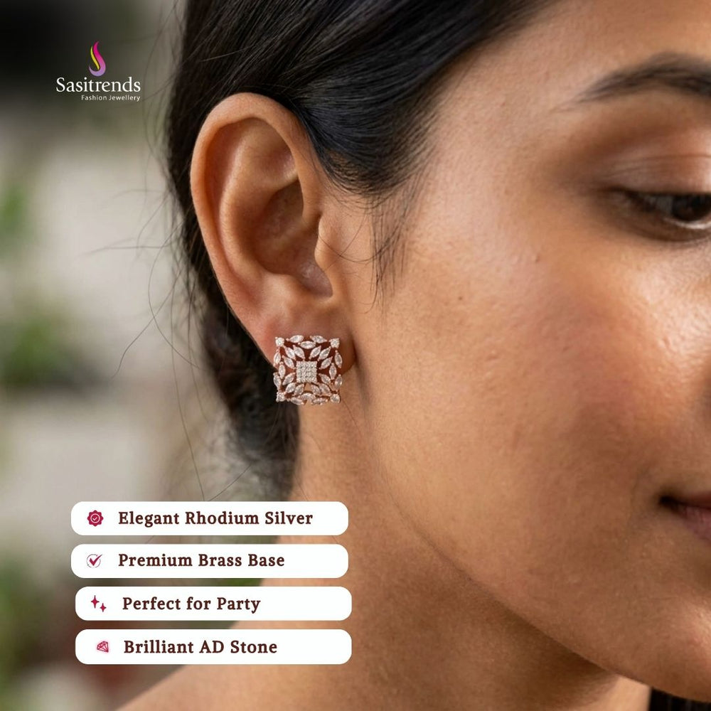 Micro gold plated american diamond earrings - Sasitrends