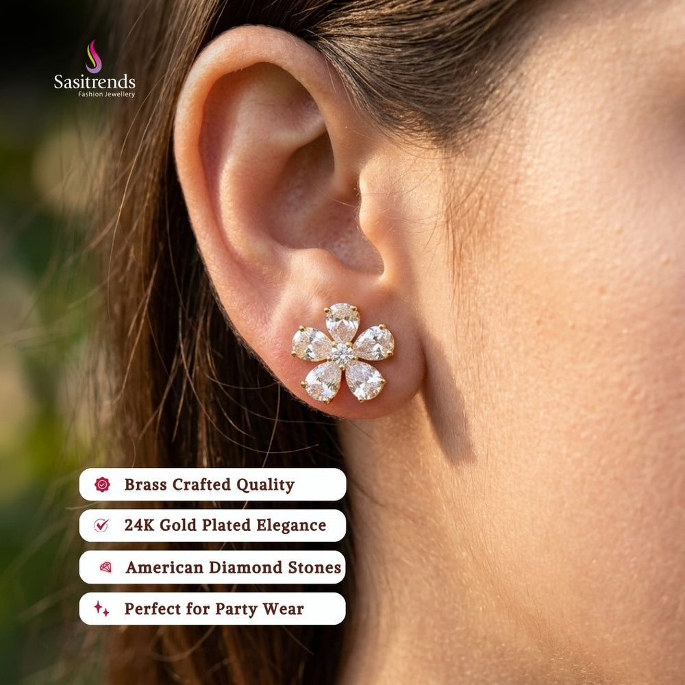 Micro gold plated american diamond earrings - Sasitrends