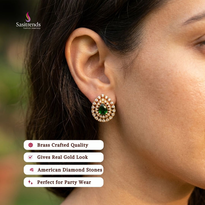 Micro gold plated american diamond earrings - Sasitrends