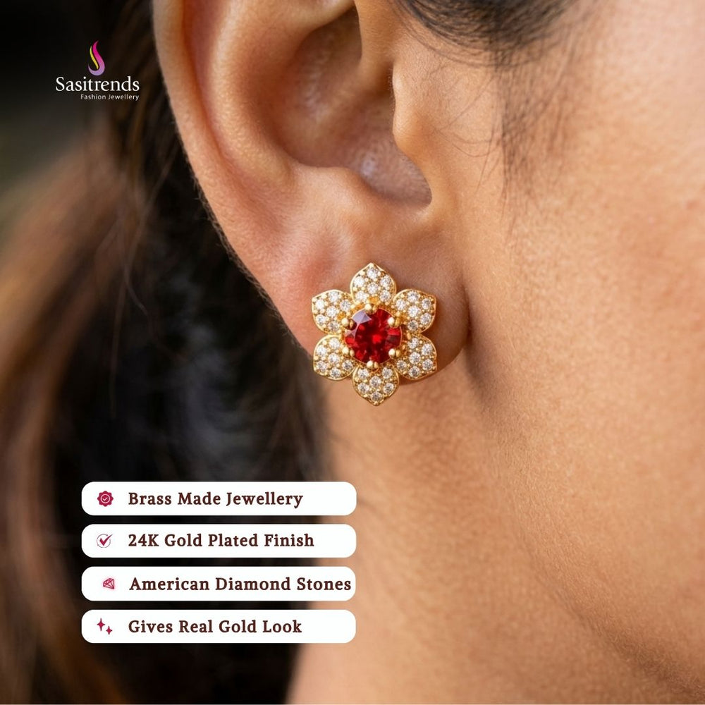 Micro gold plated american diamond earrings - Sasitrends