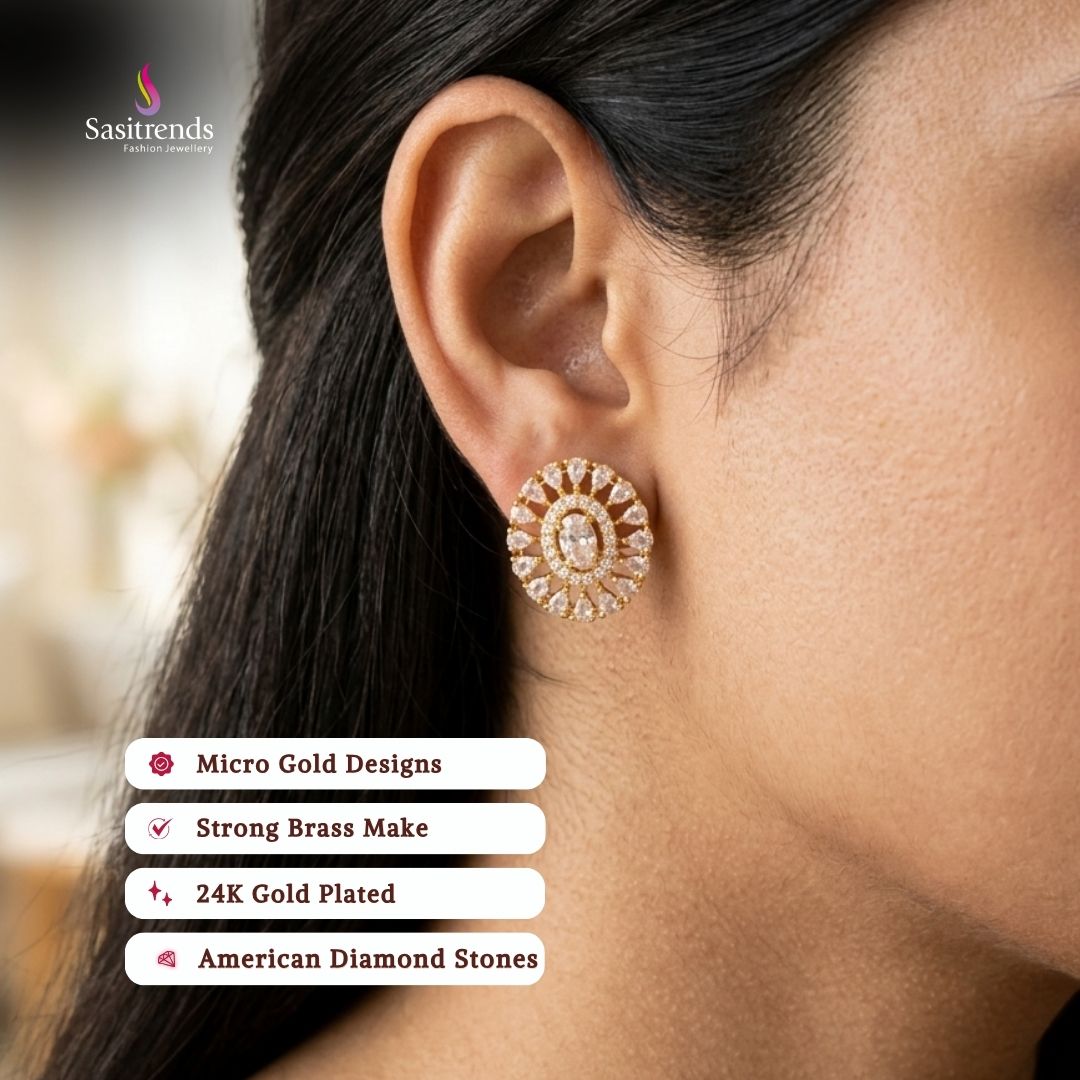 Micro gold plated american diamond earrings - Sasitrends