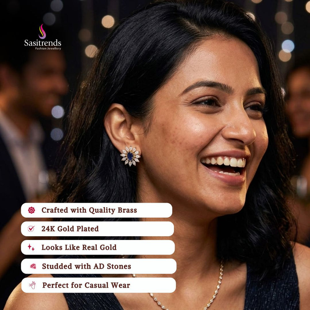 Guaranteed Micro gold plated AD stone earrings model image - Sasitrends