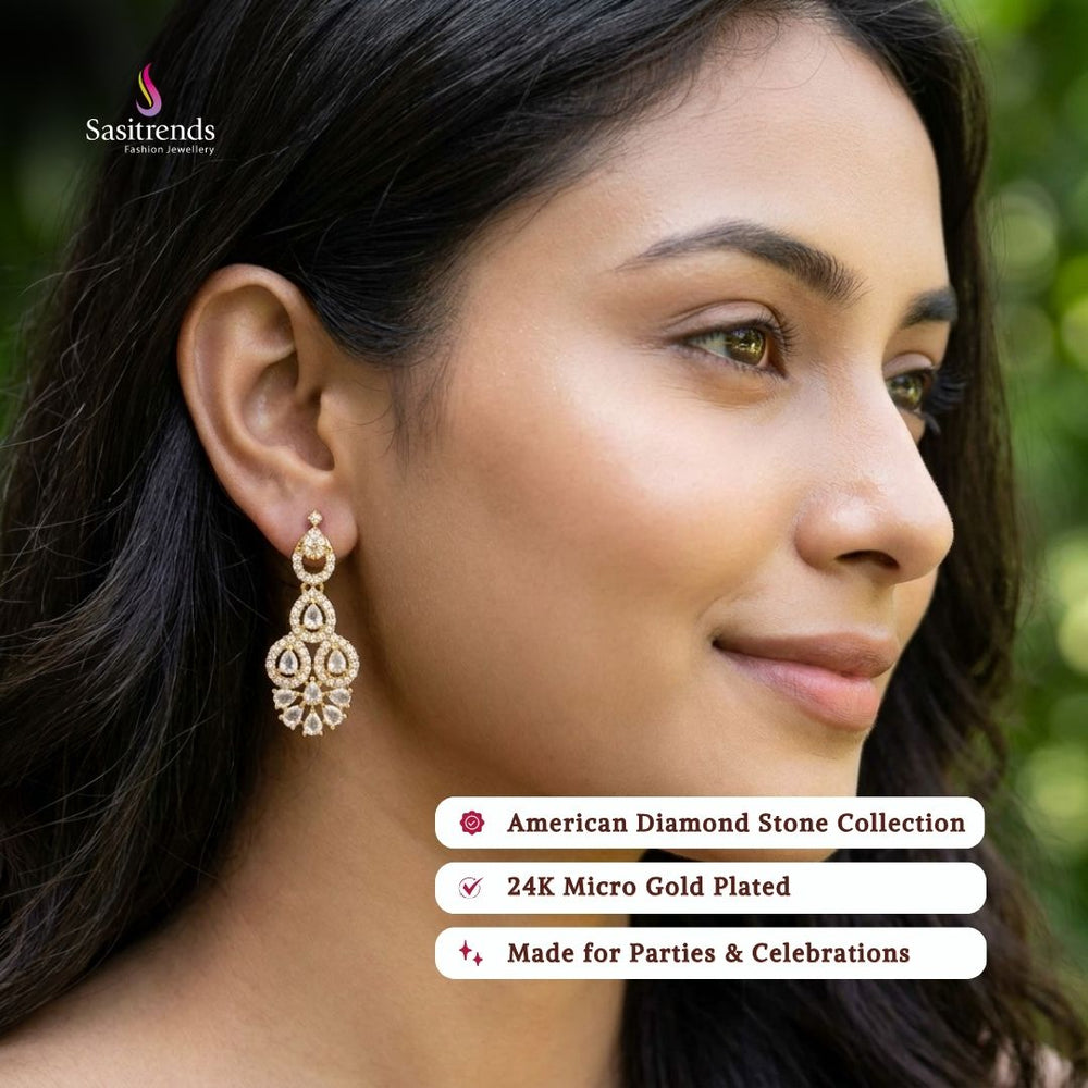 Micro gold plated american diamond earrings - Sasitrends