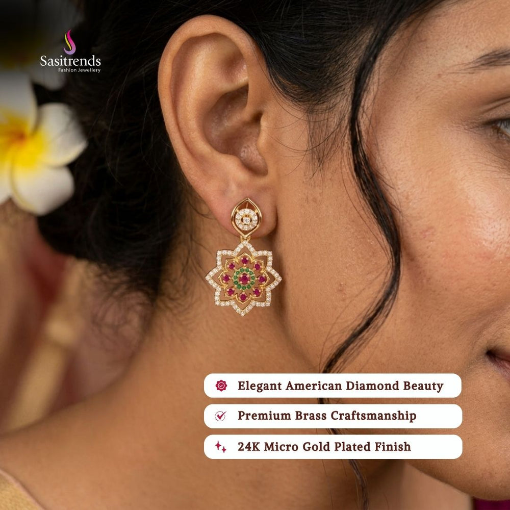 Micro gold plated american diamond earrings - Sasitrends