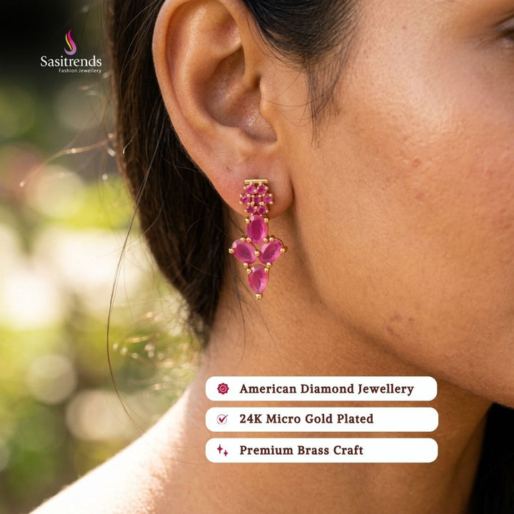 Micro gold plated american diamond earrings - Sasitrends