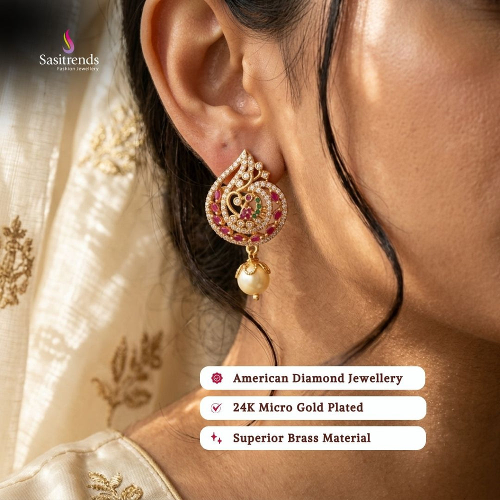 Micro gold plated american diamond earrings - Sasitrends