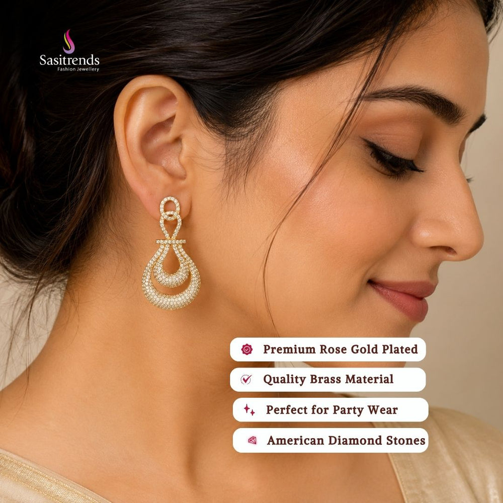 Micro gold plated american diamond earrings - Sasitrends