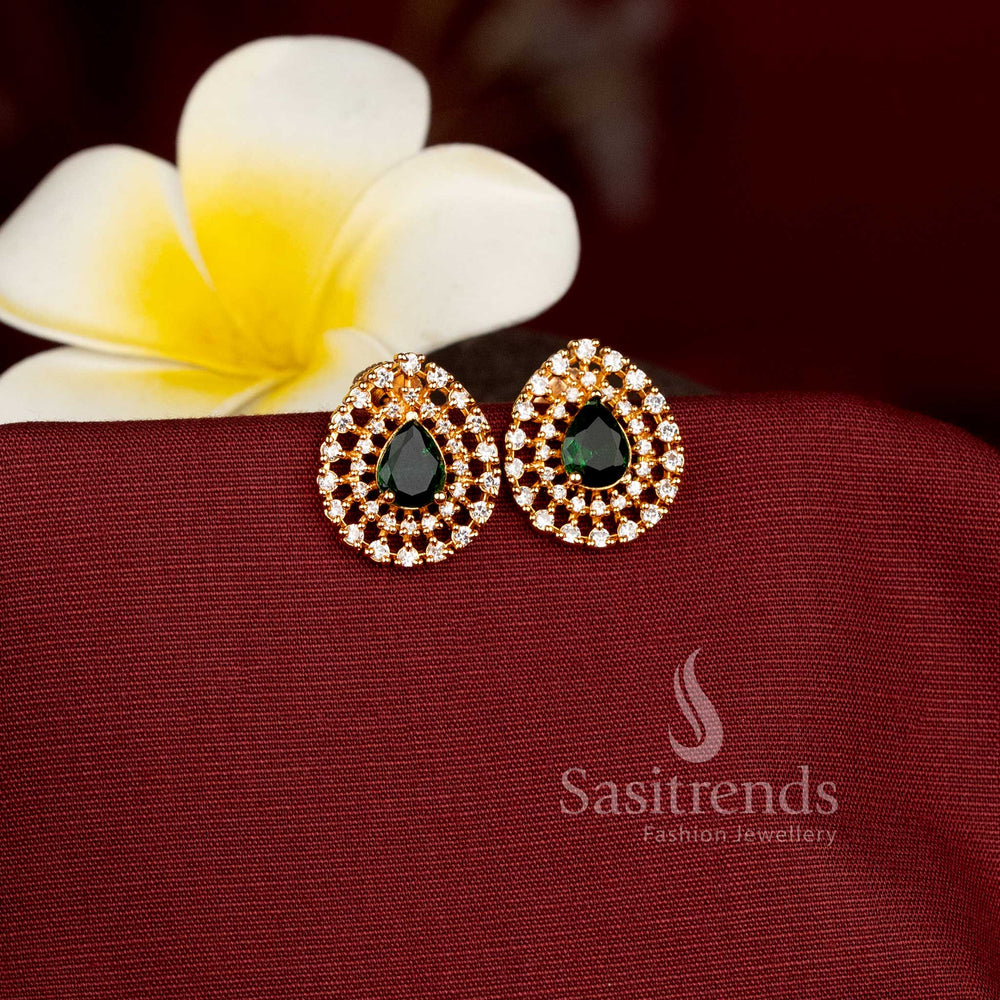 American Diamond Teardrop Earrings with Sparkling Stone Detailing Sasitrends