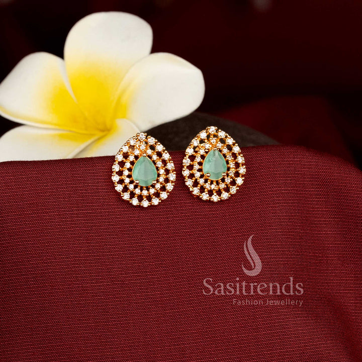 Micro Gold Plated AD Teardrop Earrings with Ad  Stone Detailing Sasitrends
