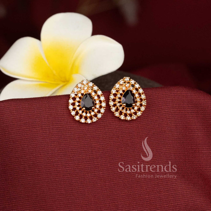 American Diamond Teardrop Earrings with Sparkling Stone Detailing Sasitrends
