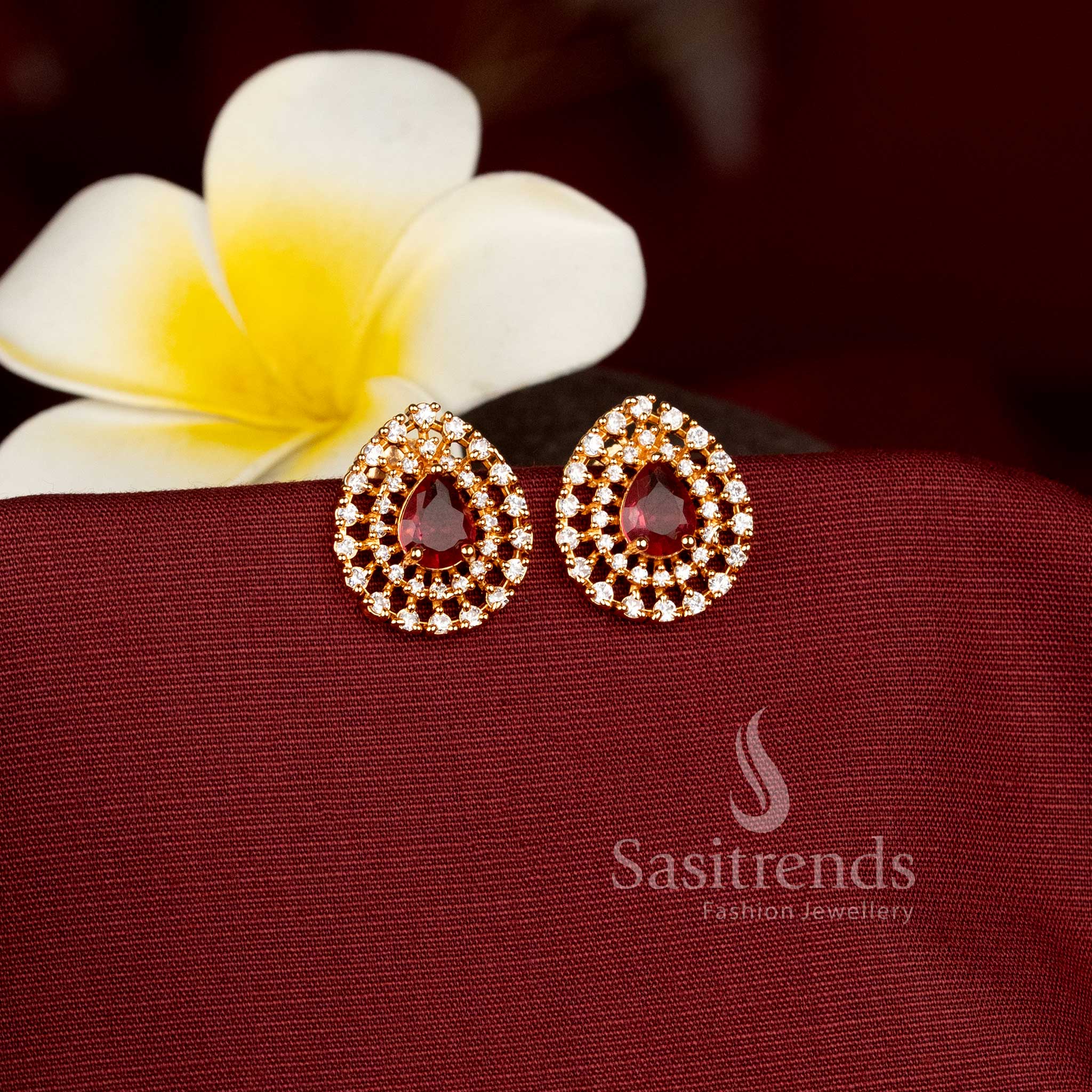 American Diamond Teardrop Earrings with Sparkling Stone Detailing Sasitrends